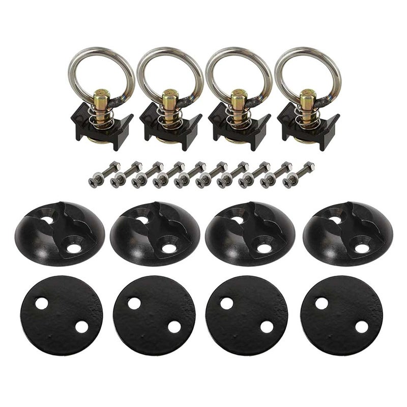 US Cargo Control L Track Tie Down System, Round Tie-Down Anchor Point Kit with Round Ring, Great to Secure UTV, ATV, Motorcycle, Snowmobile, Lawnmower - Image 1